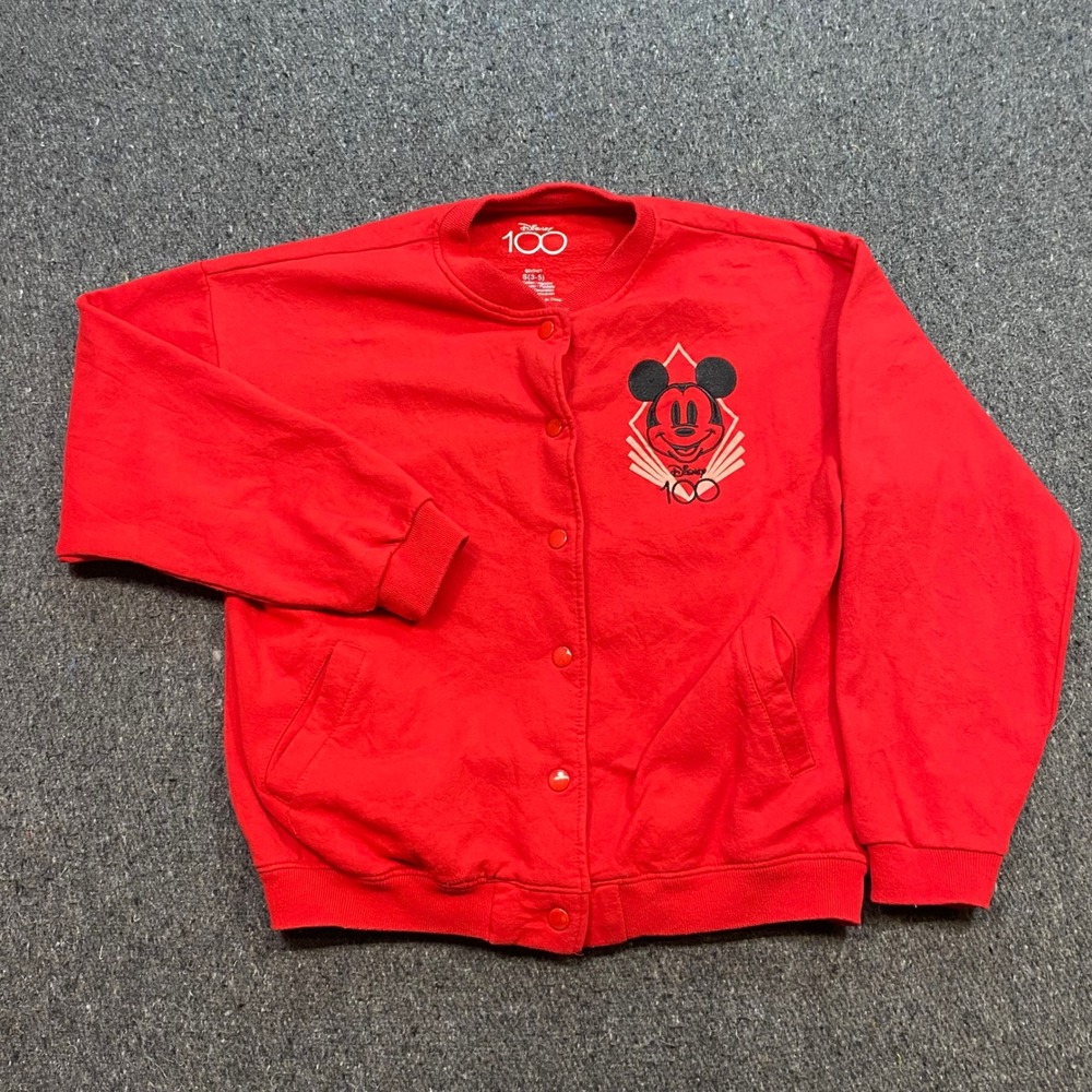 Disney Mickey Mouse Varsity Jacket Sz S Womens Red Disney 100 Steamboat Willie